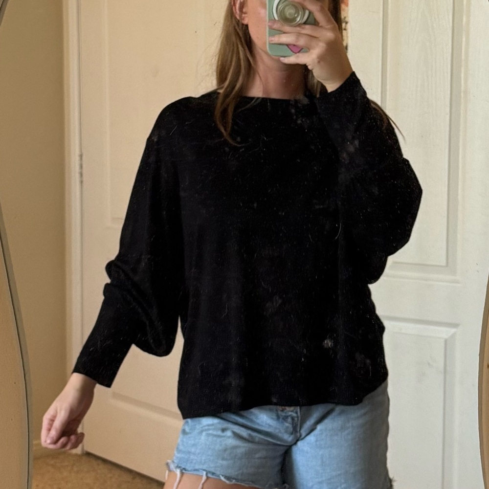 Zara Black Knit Crewneck Sweater